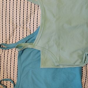 Two Ribbed Tank Tops in Mint Green and Teal
